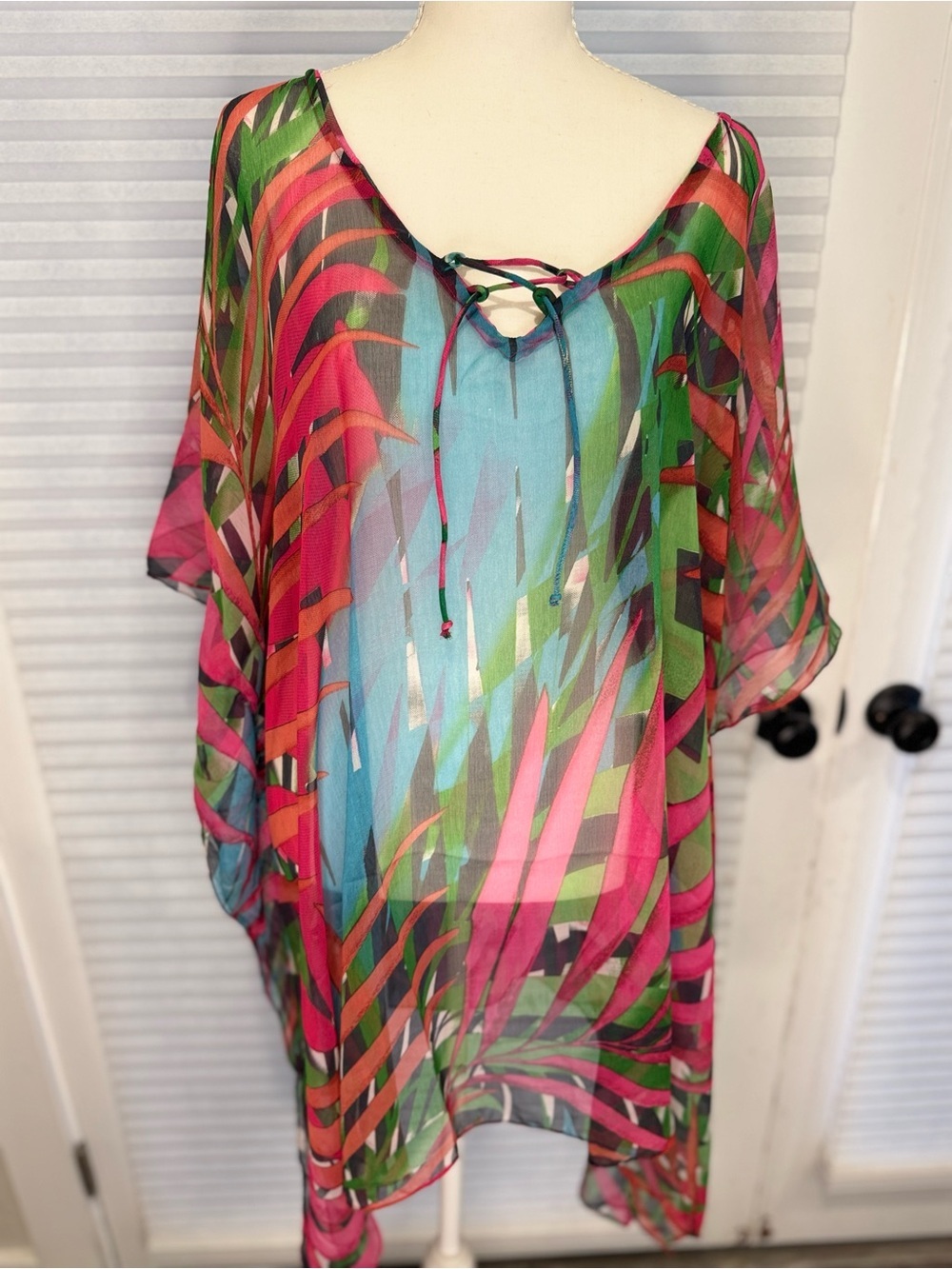 ☀️ NWT Kendall & James Tropical Lace-Up Swim Cover-Up 🌊 1180